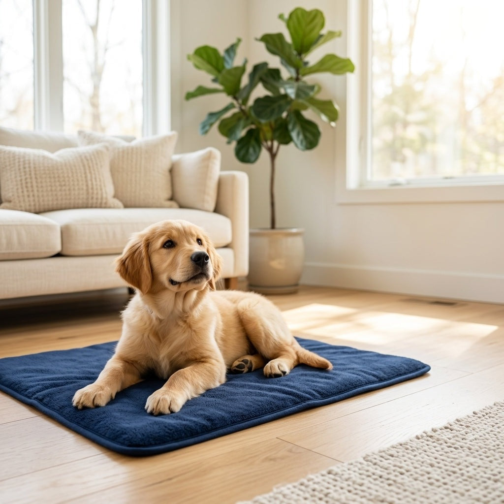 Happy dog on a Snorbo cooling mat